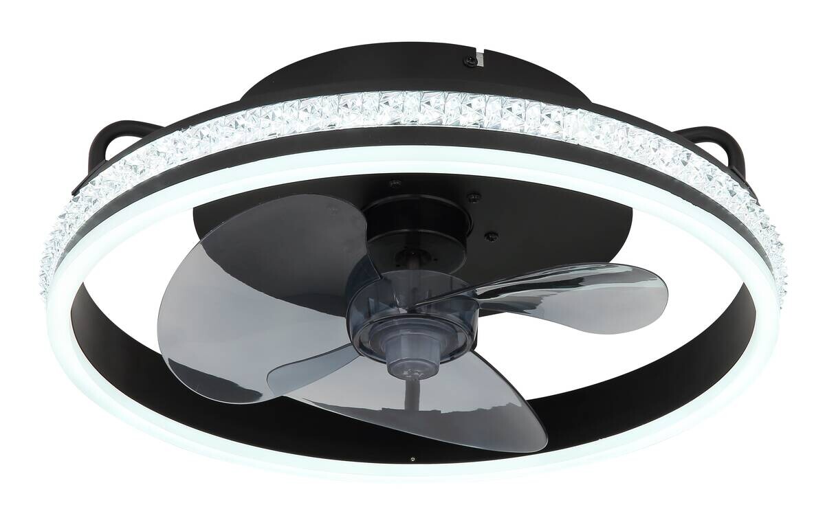 GLOBO Deckenventilator Cataleya transparent schwarz H/D: ca. 14,5x40 cm max. 29 W