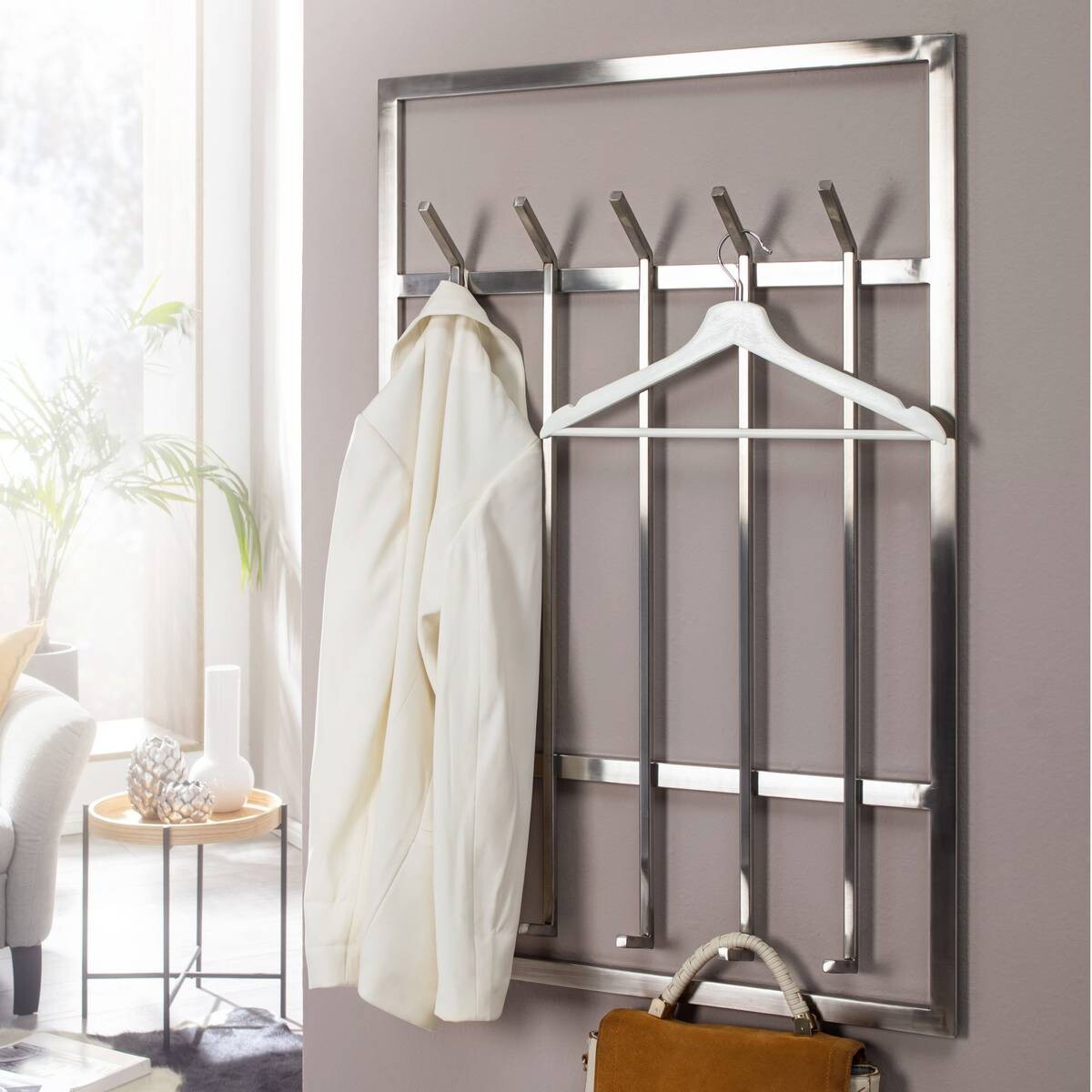 Garderobe silber B/H/T: ca. 60x100x7,5 cm