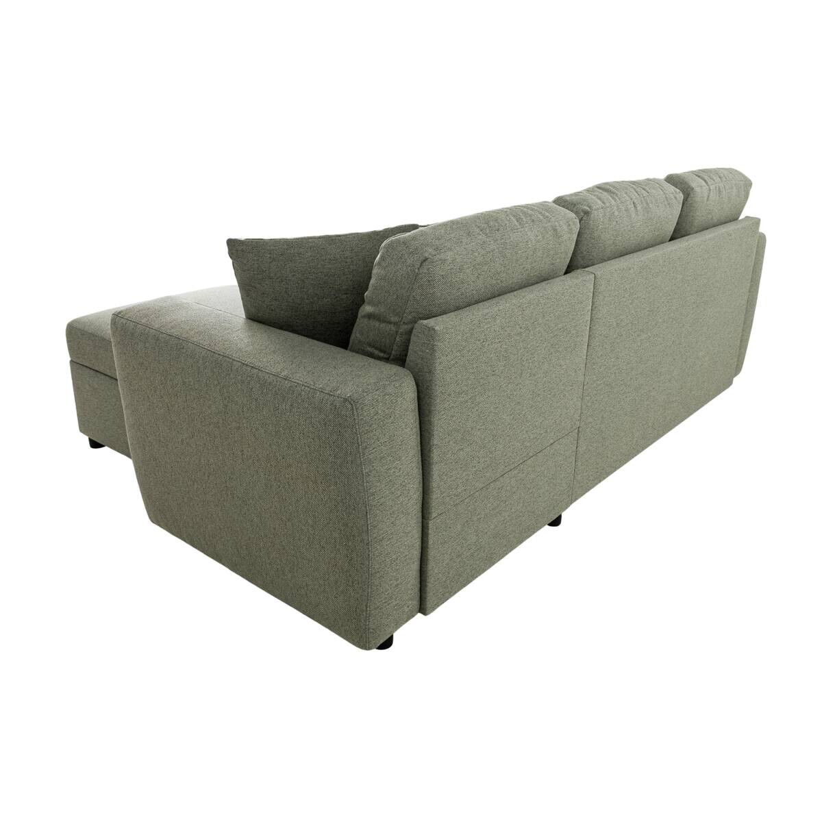 Ecksofa mit Bettfunktion und Bettkasten grün Webstoff B/H/T: ca. 234x86x144 cm