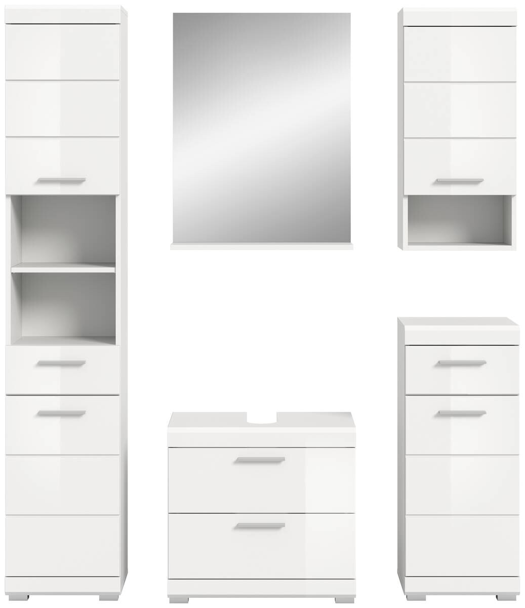 Badezimmer-Set Scout weiß weiß Hochglanz B/H/T: ca. 164x191x37 cm