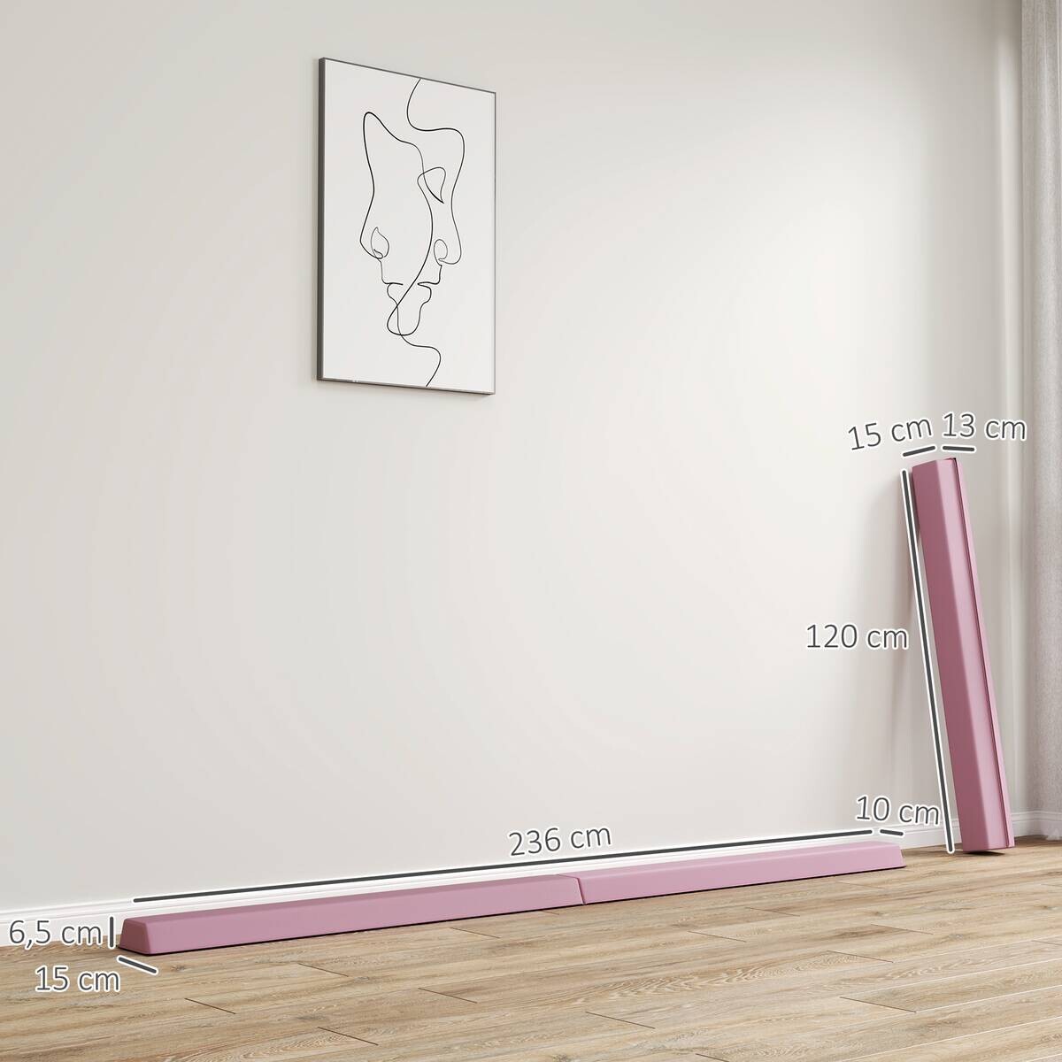 SPORTNOW Schwebebalken rosa Kunststoff B/H/L: ca. 15x6,5x236 cm