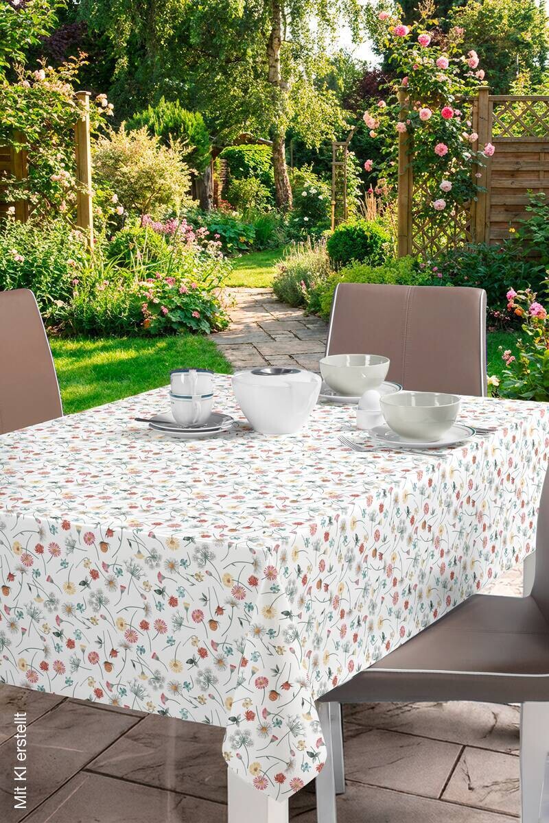 Milano Abwaschbarer Tischbelag Wiesenblumen bunt B: ca. 140 cm