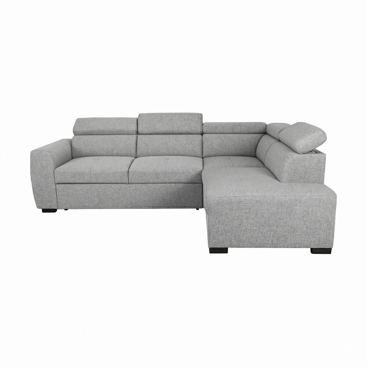 Ecksofa mit Bettfunktion und Bettkasten hellgrau Webstoff B/H/T: ca. 245x184x87 cm