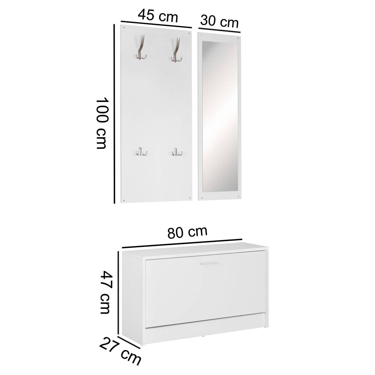 Garderobe weiß B/H/T: ca. 80x180x80 cm