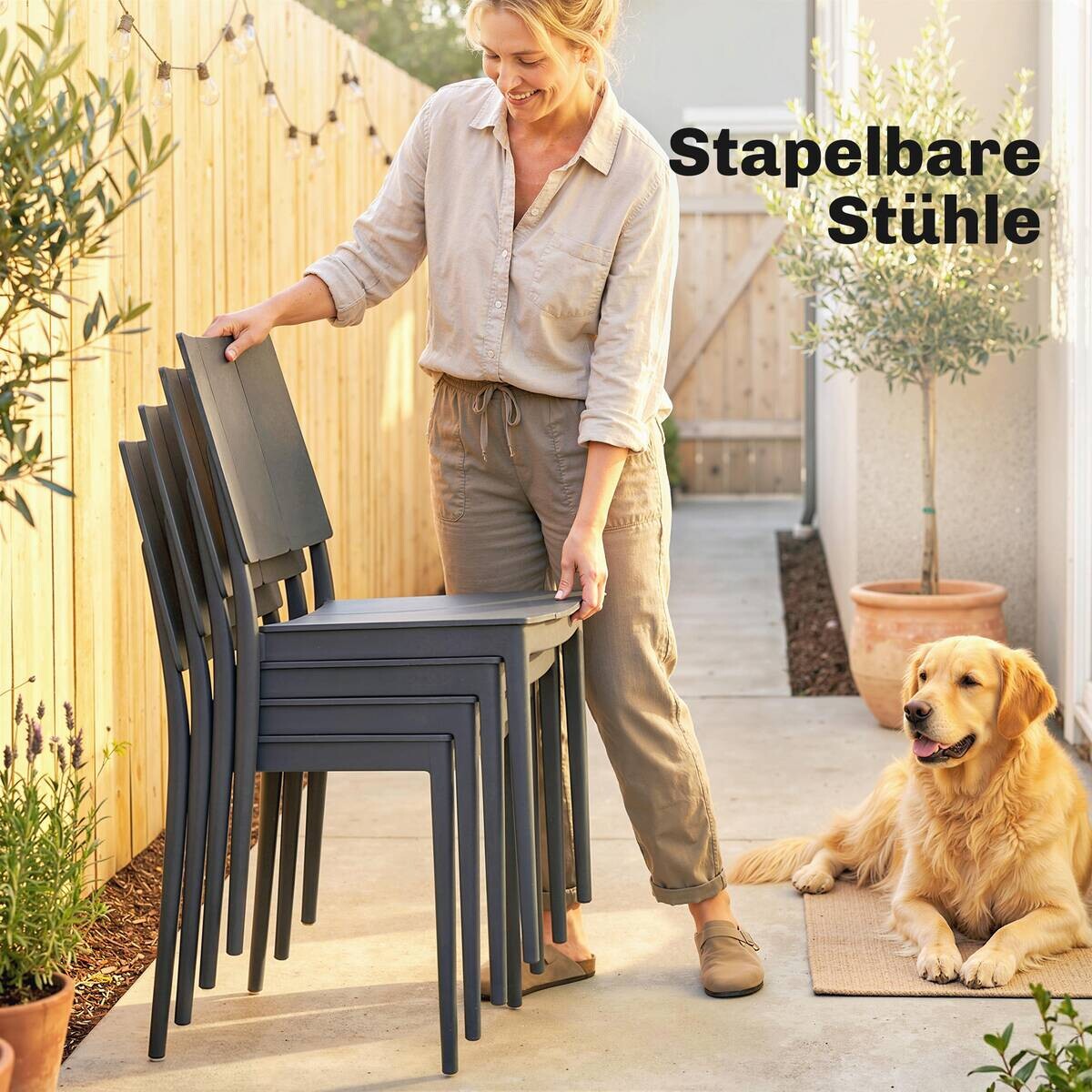 Outsunny Gartensitzgruppe dunkelgrau Kunststoff B/H/L: ca. 70,5x74,5x141,5 cm