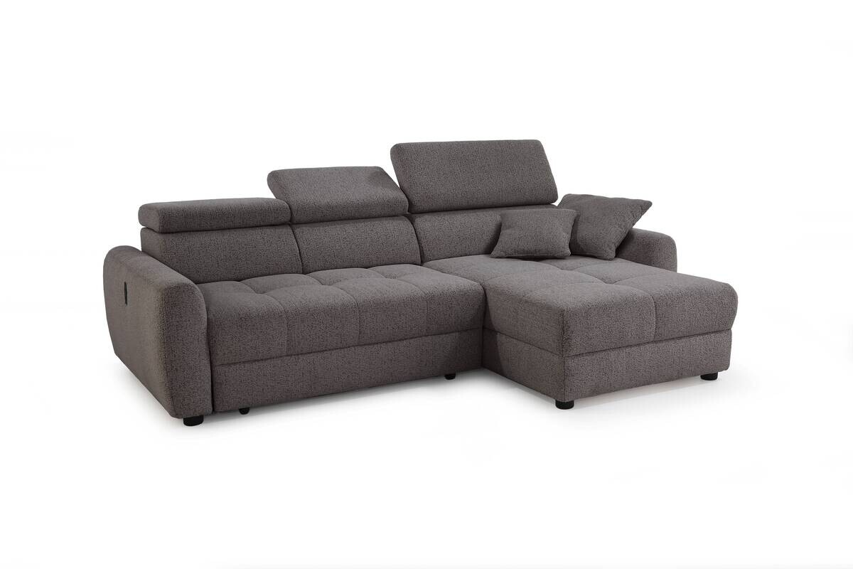 Ecksofa mit elektrischer XXL Sitztiefenverstellung grau Flachgewebe B/H/T: ca. 270x109x175 cm