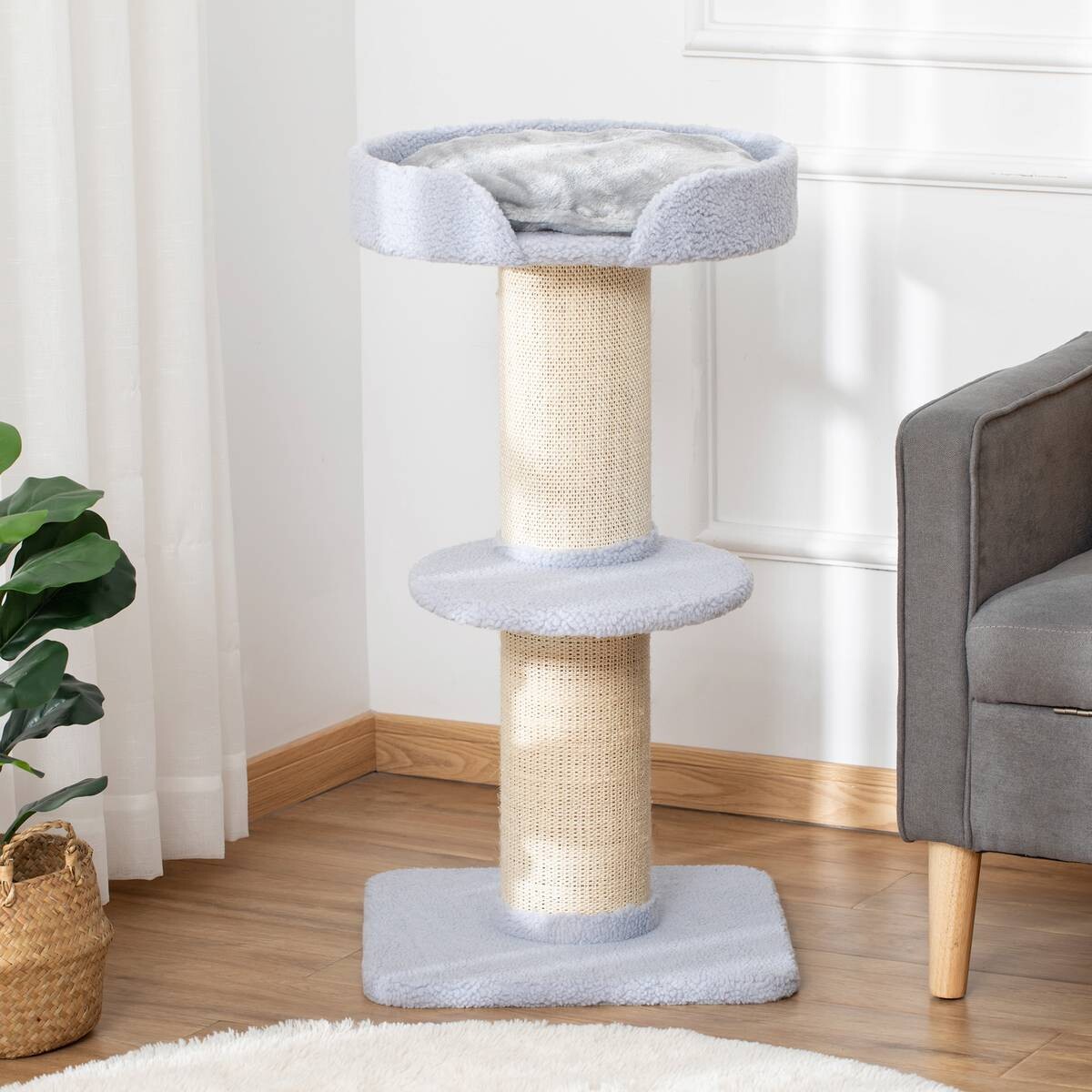 PawHut Kratzbaum hellgrau Sisal B/H/L: ca. 45x91x45 cm