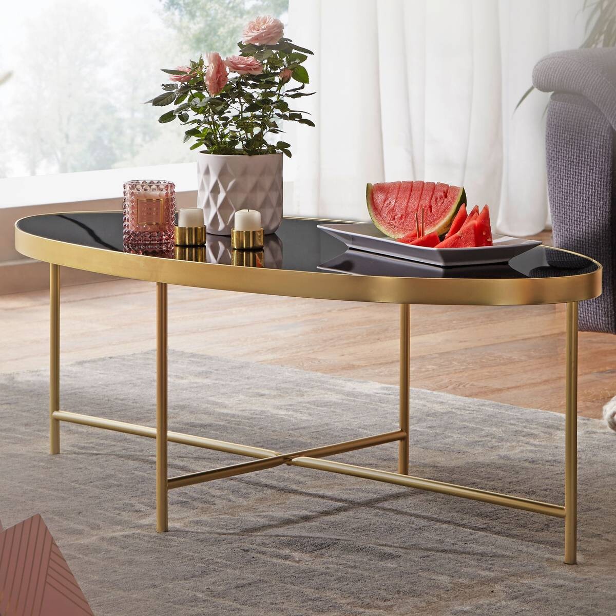 Couchtisch gold schwarz B/H/T: ca. 110x40x56 cm