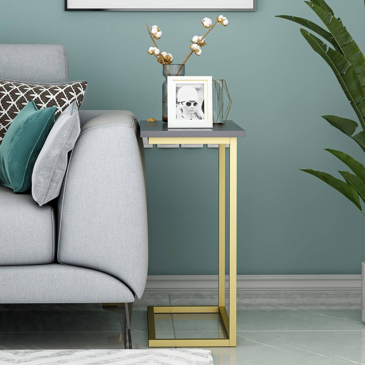 Beistelltisch Narin anthrazit gold Optik Metall B/H/T: ca. 64x62x30 cm