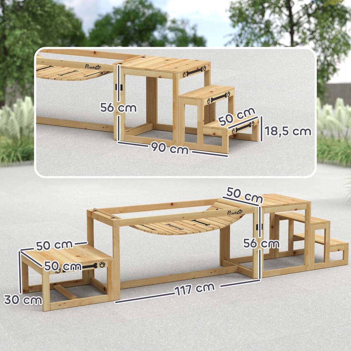 PawHut Hunde Agility Set Holzoptik Holz B/H/L: ca. 50x56x120 cm