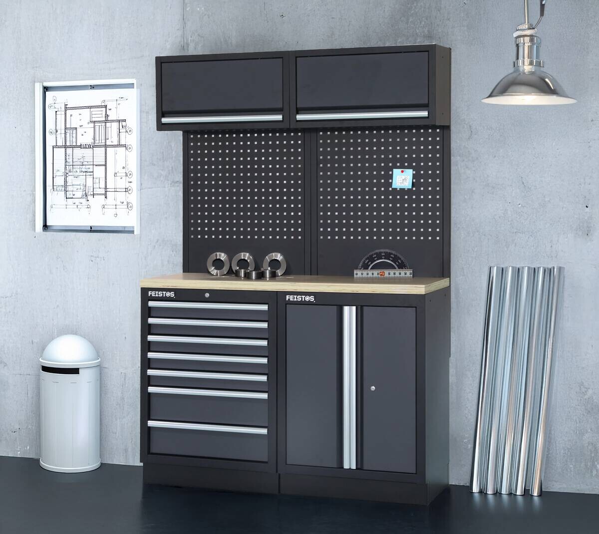 Werkstatteinrichtung Apollo schwarz B/H/L: ca. 136x200x46 cm