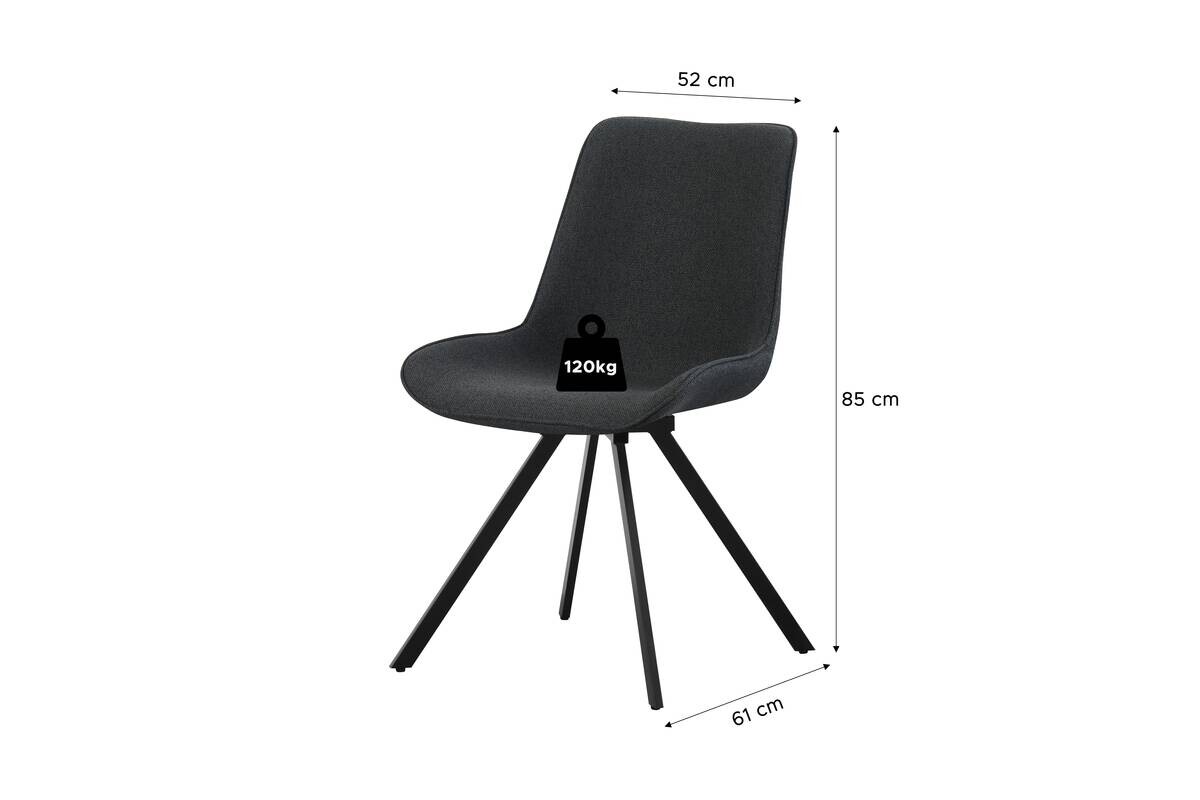 Drehstuhl EMILIA, 2er Set anthrazit Webstoff B/H/T: ca. 52x85x61 cm