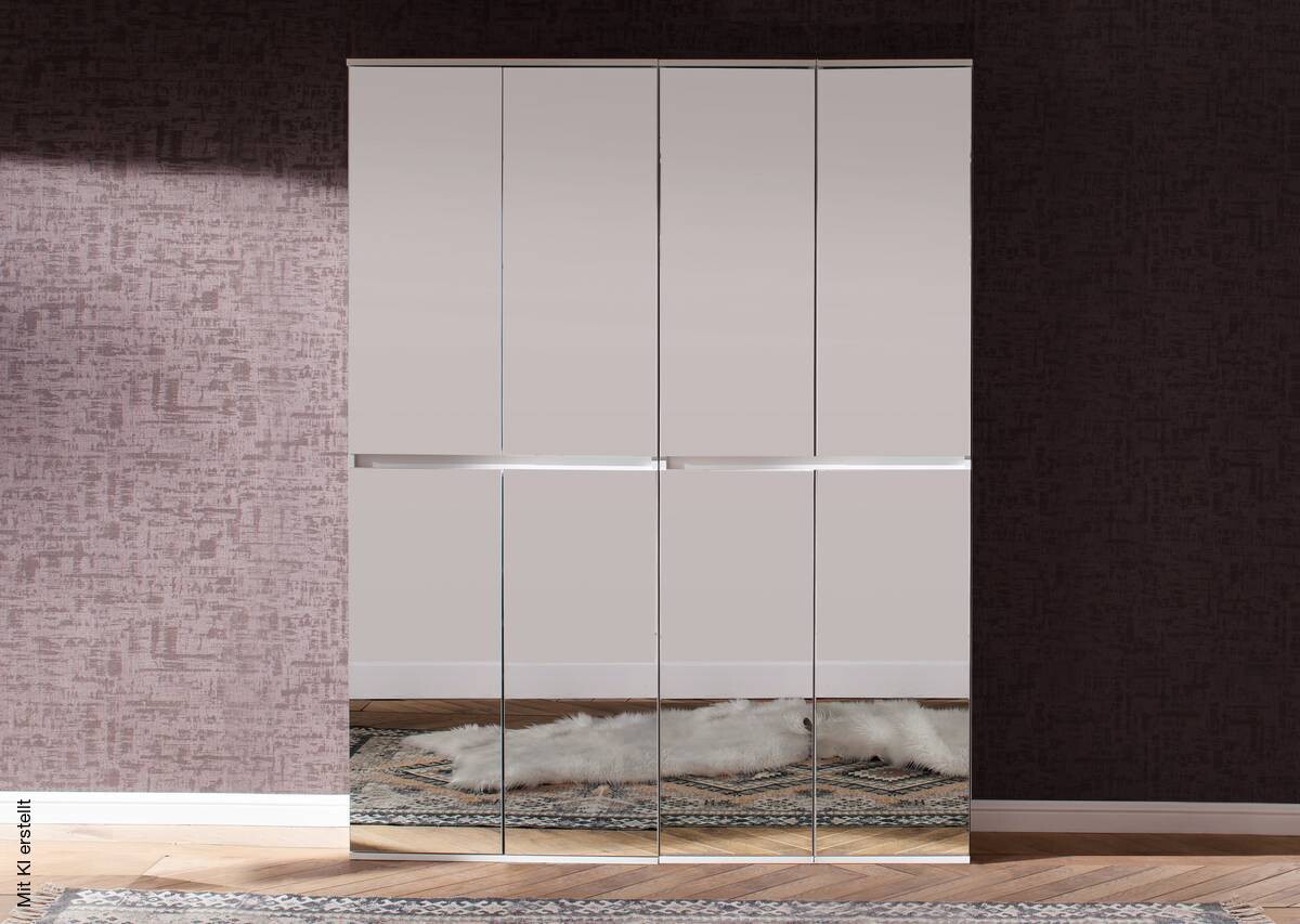 Garderobenschrank Mirror weiß B/H/T: ca. 148x191x34 cm