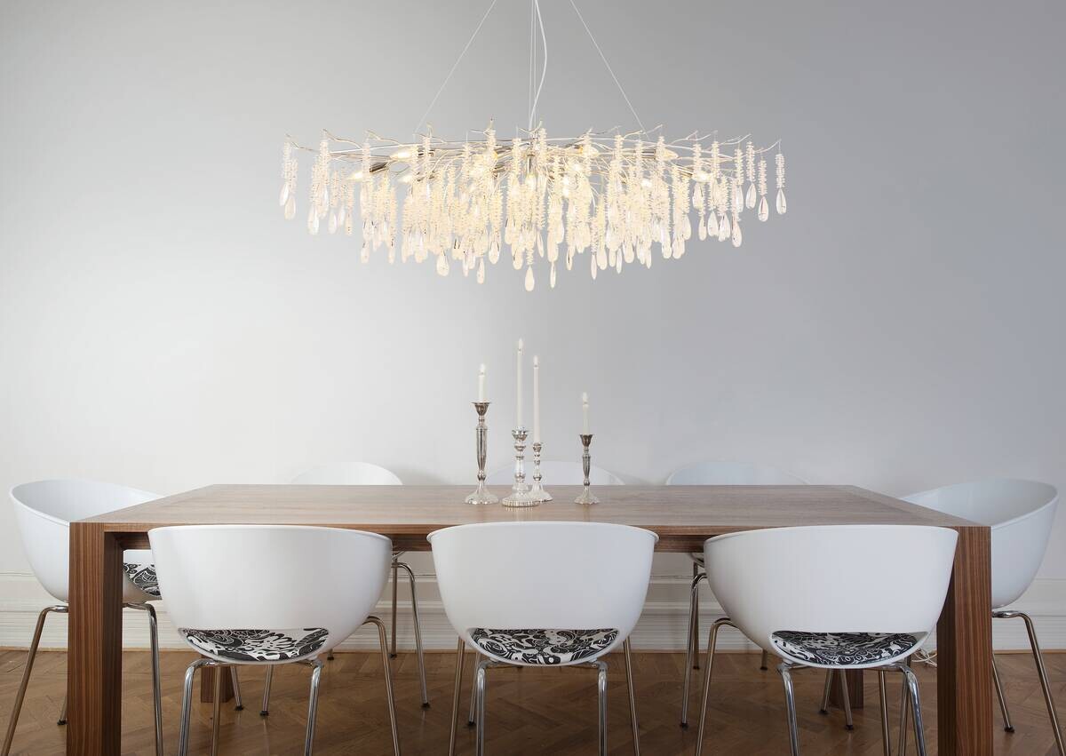 GLOBO Luster gold amber klar Metall Glas B/H/L: ca. 60x120x150 cm E14 14 Brennstellen