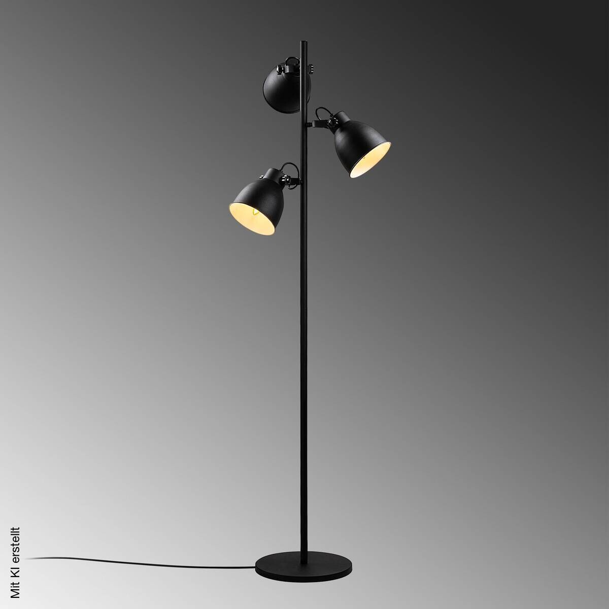 Opviq Stehlampe schwarz Metall B/H/T/L/D: ca. 37x162x37x37x37 cm E14 3 Brennstellen