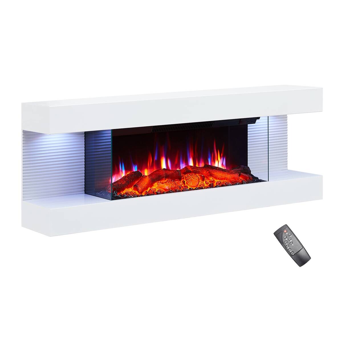Balderia Elektrischer-Kamin weiß Metall B/H/T: ca. 112x41,8x21,6 cm