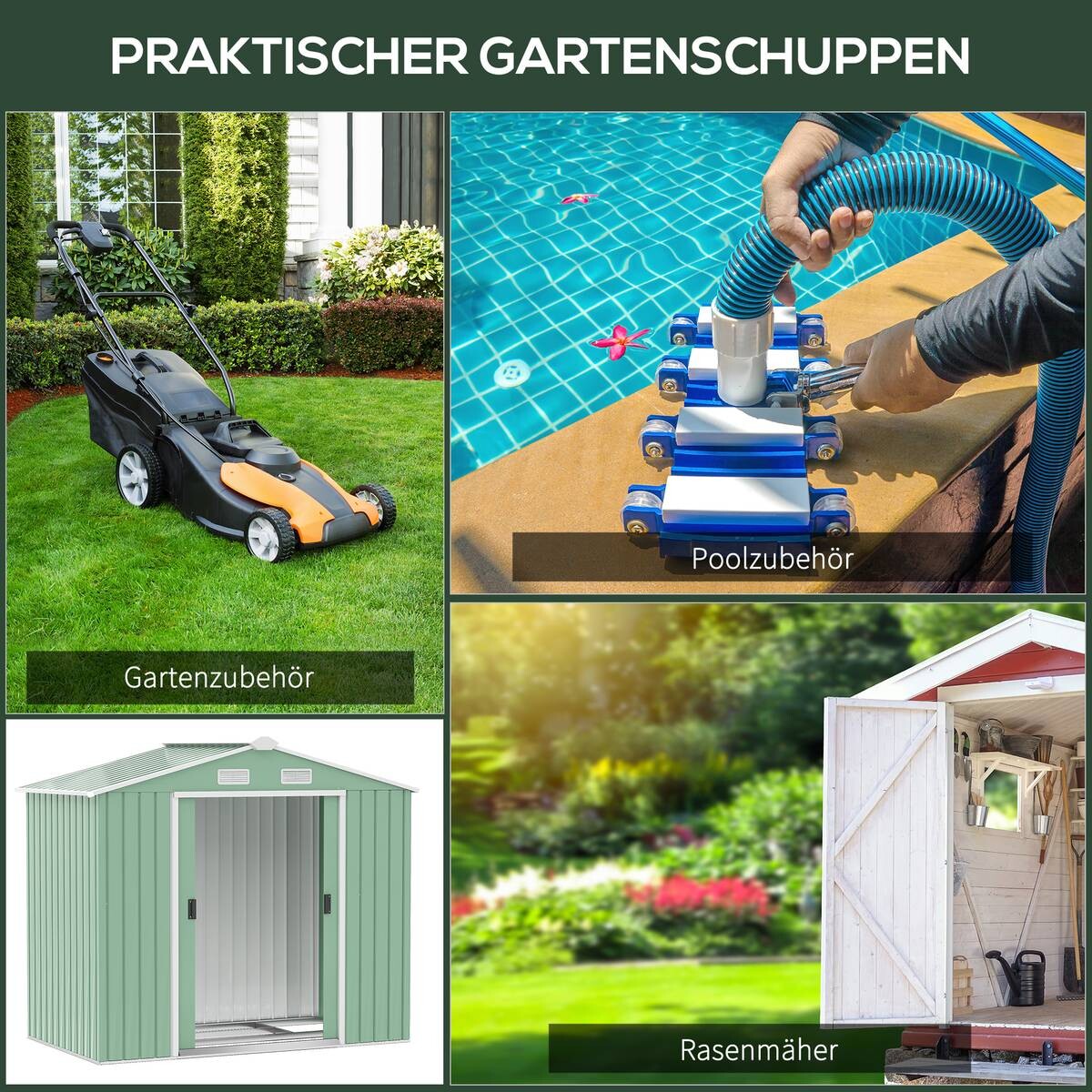 Outsunny Gartenhaus grün B/H/L: ca. 130x185x213 cm