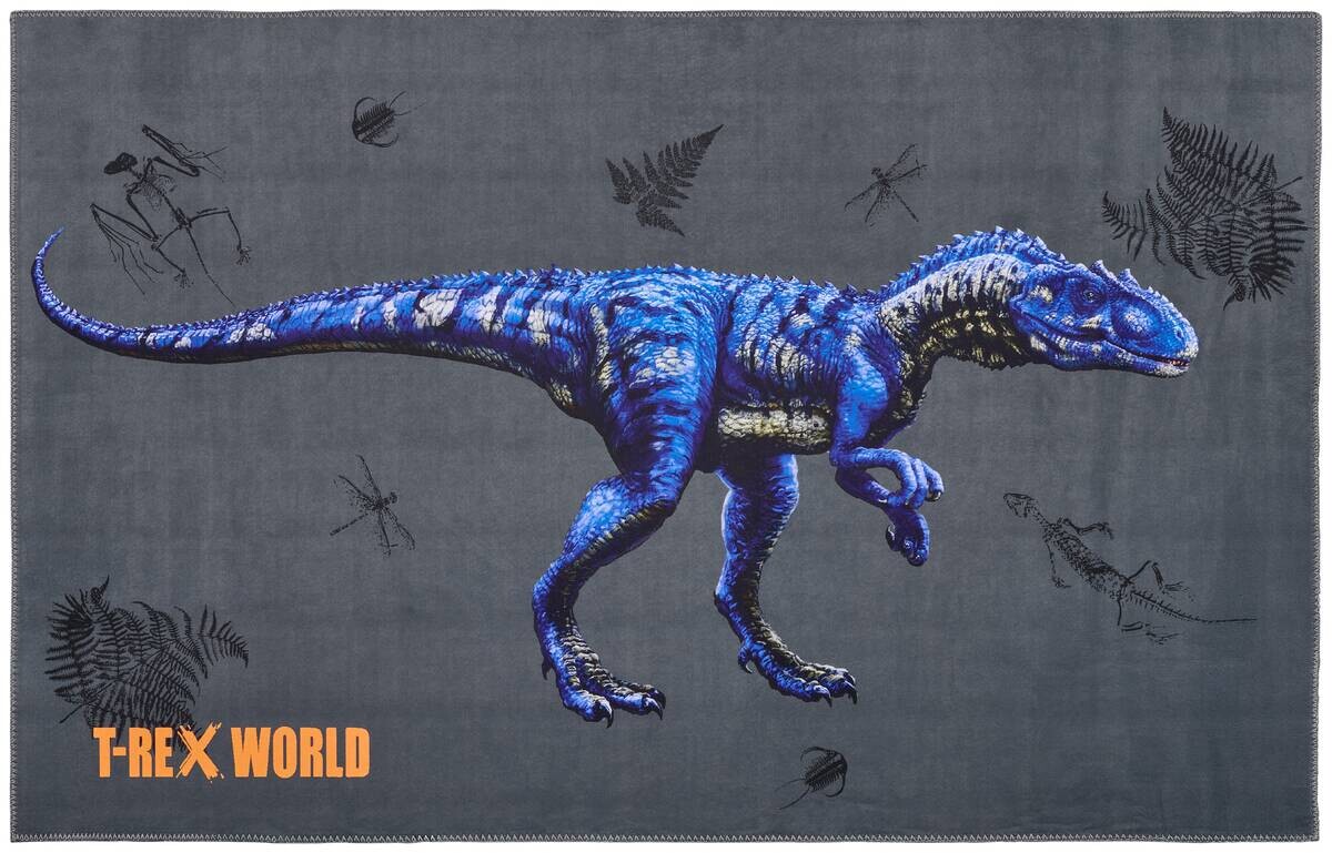 T-Rex World Kinderteppich blau B/L: ca. 100x160 cm