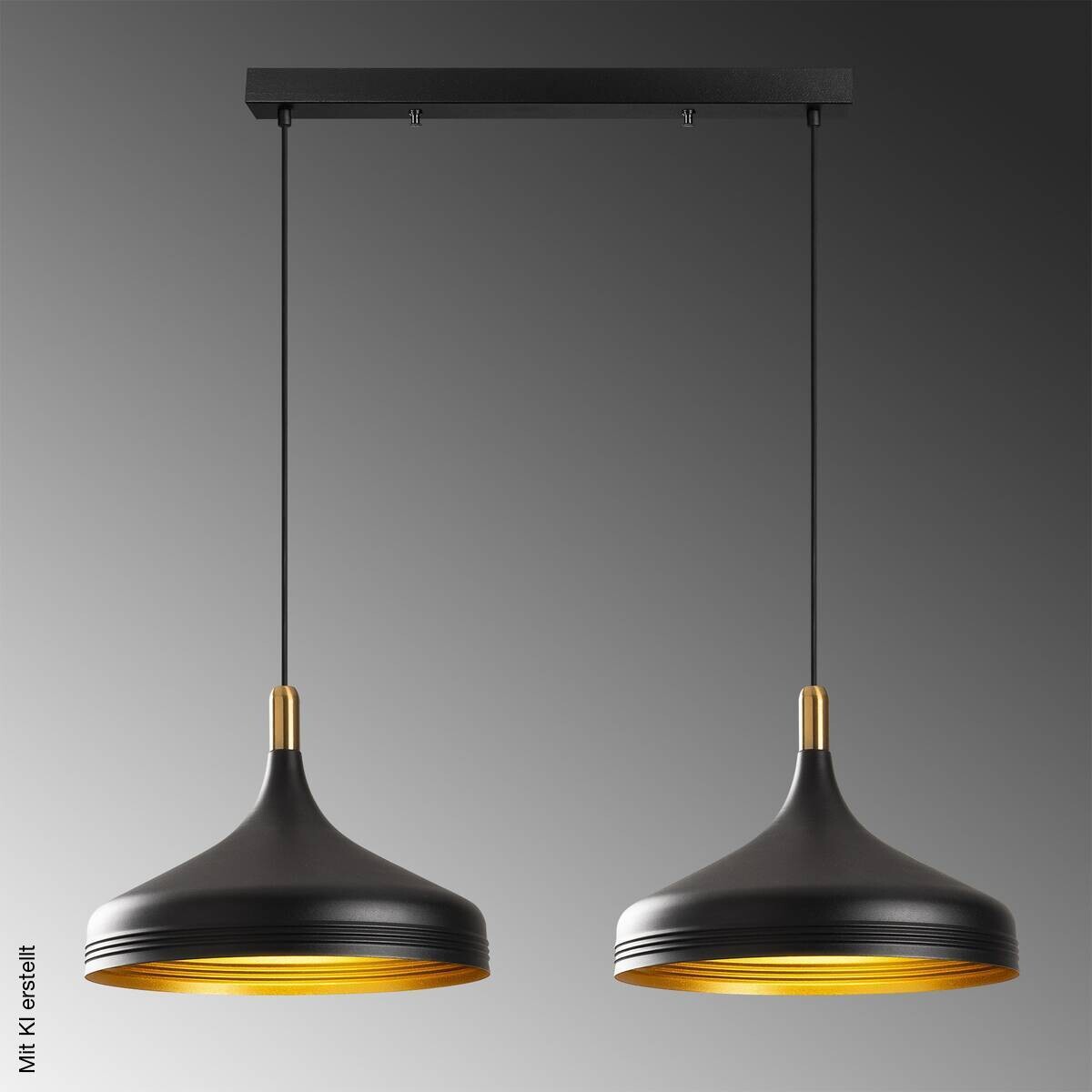 Opviq Pendelleuchte Saglam-3777 gold schwarz B/H/T/L: ca. 68x132x36x68 cm E27 2 Brennstellen