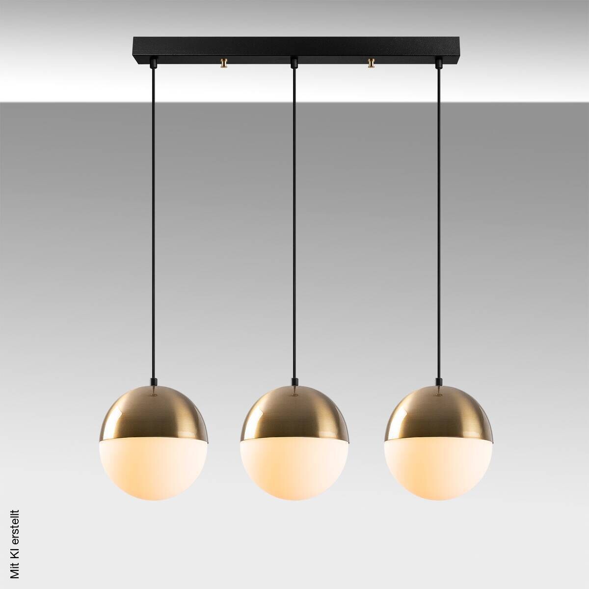 Opviq Pendelleuchte gold weiß B/H/T: ca. 70x111x20 cm E27 3 Brennstellen