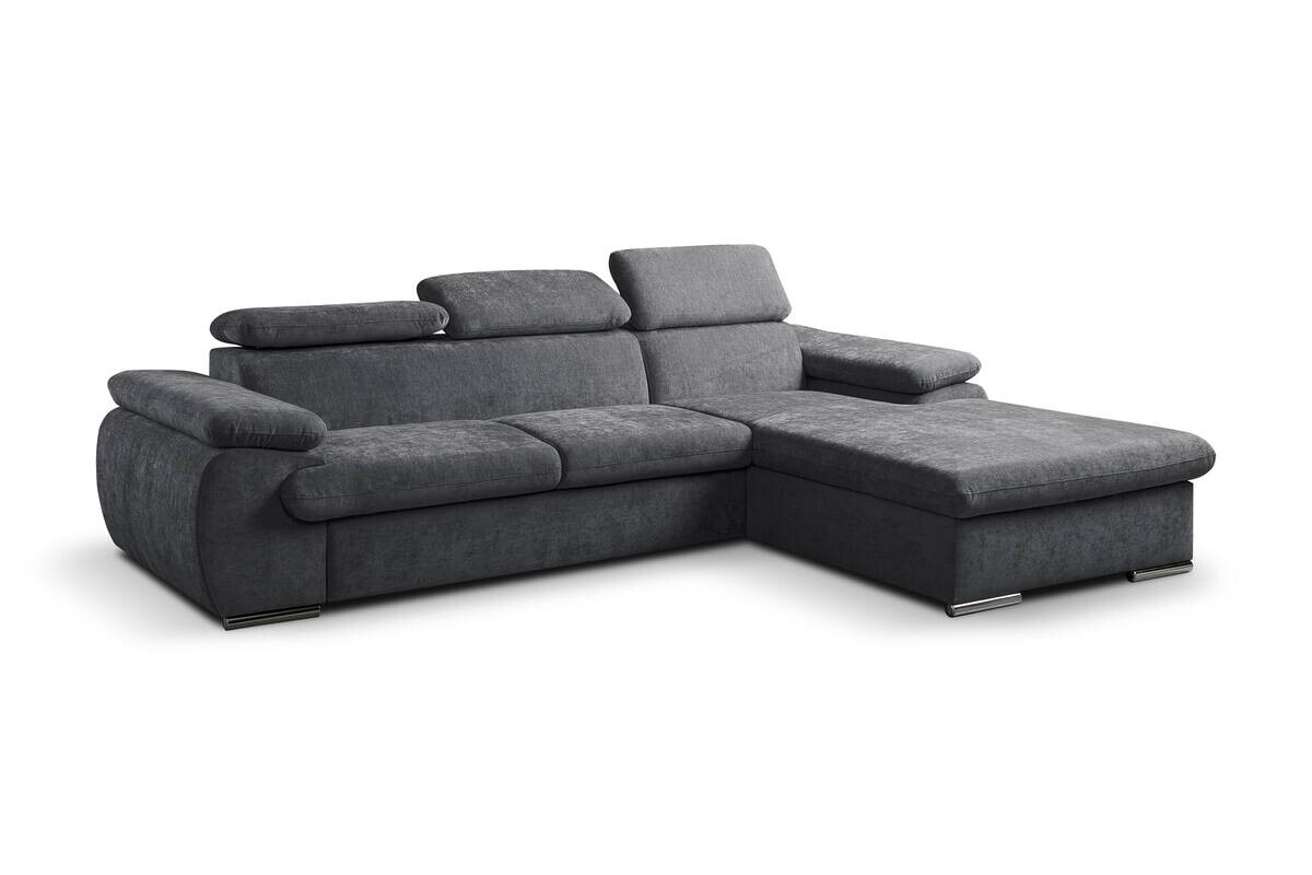 Ecksofa mit Bettfunktion und Bettkasten dunkelgrau Polyester B/H/T: ca. 284x102x196 cm