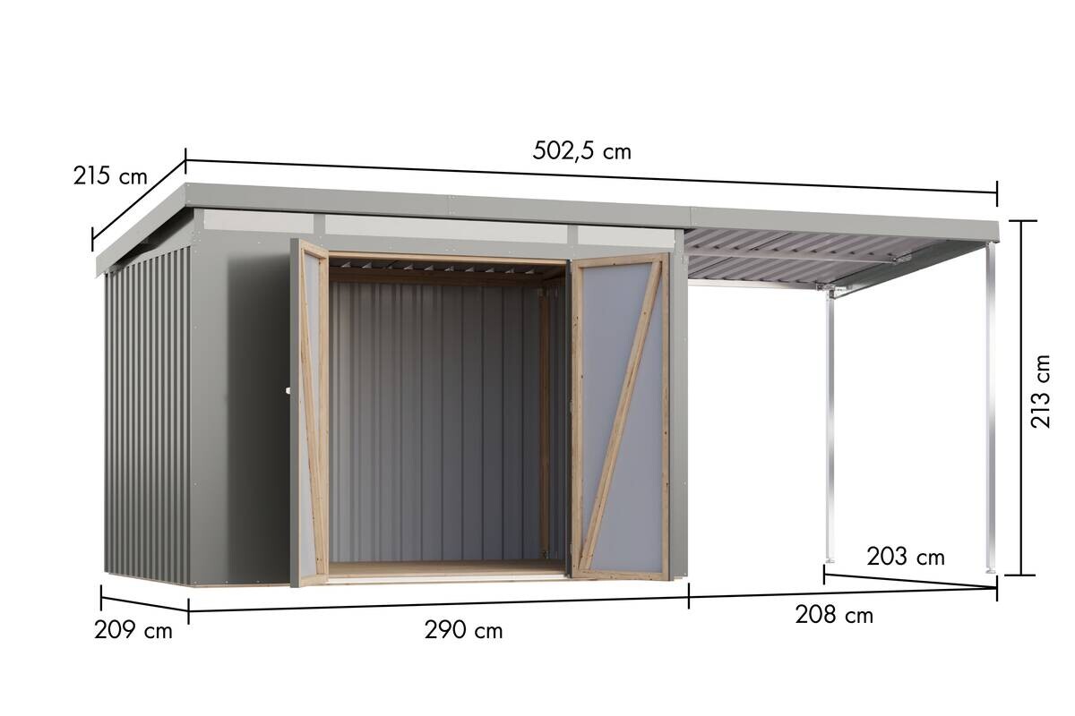 Karibu Gartenhaus Indra3 grau B/H/T: ca. 289x213x206 cm