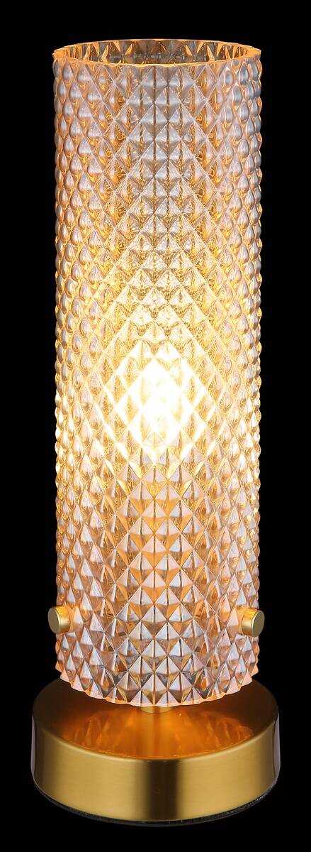 GLOBO Tischleuchte gold amber Glas Metall H/D: ca. 28,5x10 cm E14 1 Brennstellen