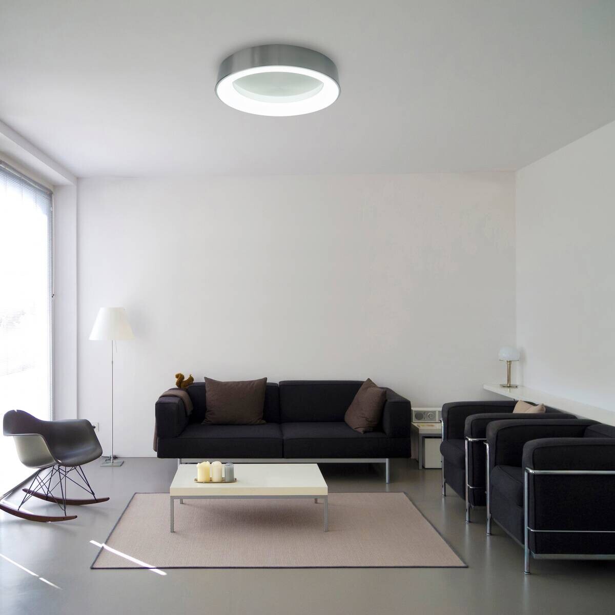 Näve Leuchten Deckenleuchte 1386961 nickel matt Kunststoff Metall B/H/T: ca. 46,5x8x46,5 cm null 1 Brennstellen