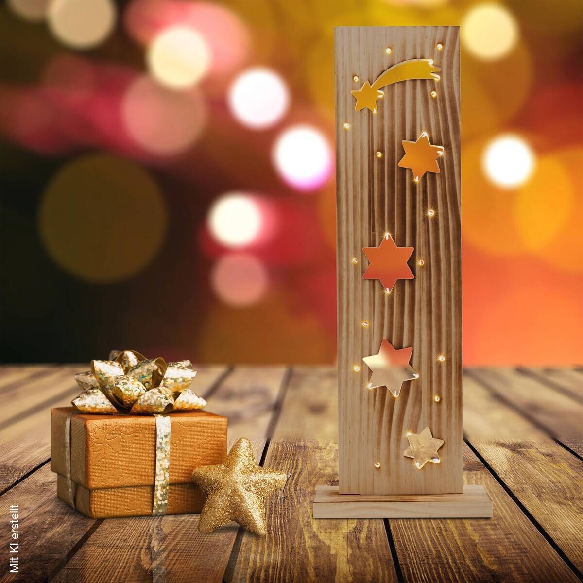 Näve Leuchten LED-Dekoleuchte natur Holz B/H/T: ca. 11x60x21,5 cm