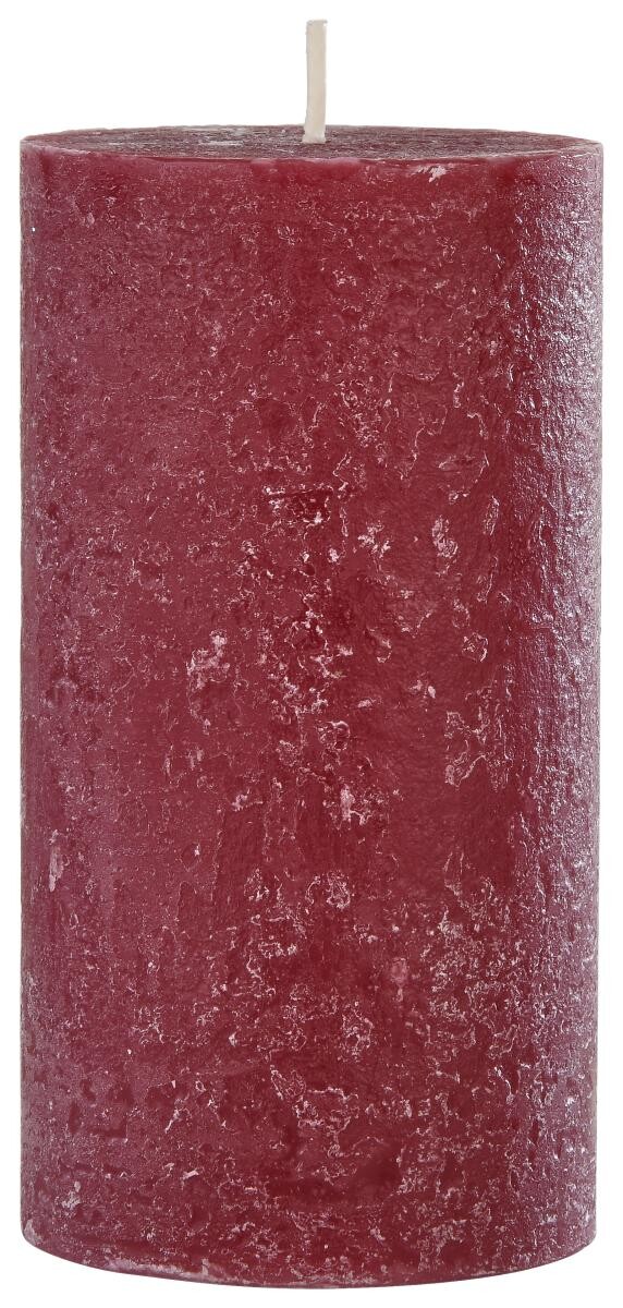 Rustic-Kerze bordeaux B/H/L: ca. 6,8x13x6,8 cm