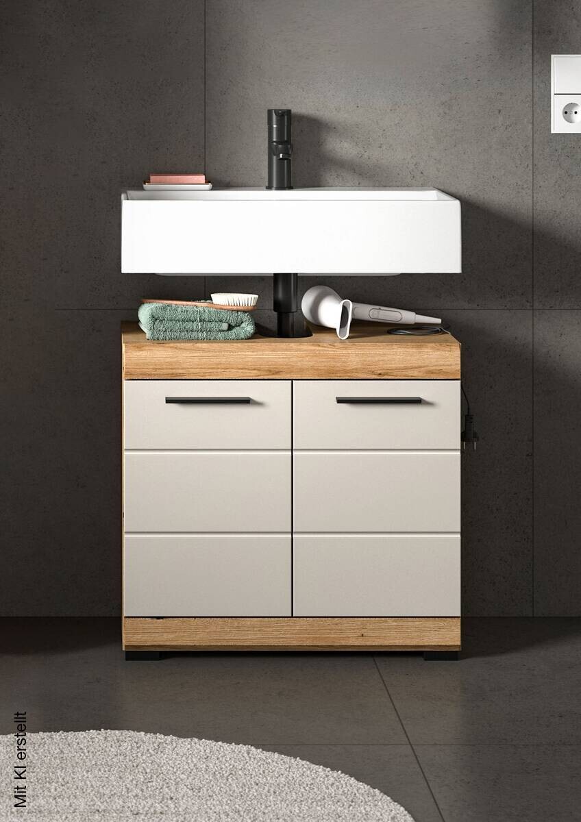Waschbeckenunterschrank Scout Evoke Oak Nachbildung Kaschmirgrau Nachbildung B/H/T: ca. 60x56x34 cm