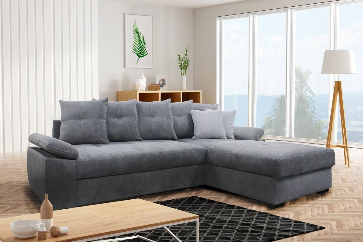 Ecksofa mit Bettfunktion und Bettkasten hellgrau B/H/T: ca. 274x90x168 cm
