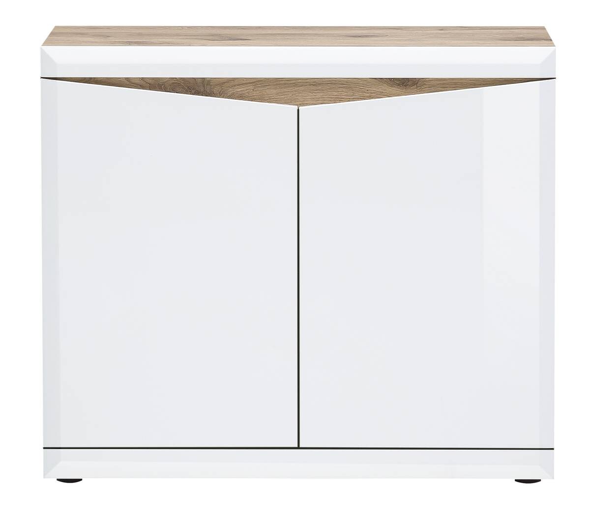 Kommode Tampa Eiche Viking Nachbildung weiß Hochglanz B/H/T: ca. 100x86x40 cm