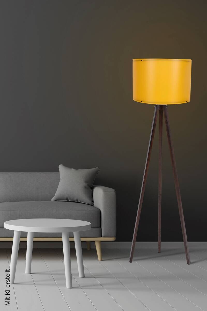 Opviq Stehlampe gelb nussbaum MDF Polypropylen B/H/L: ca. 38x145x38 cm E27 1 Brennstellen