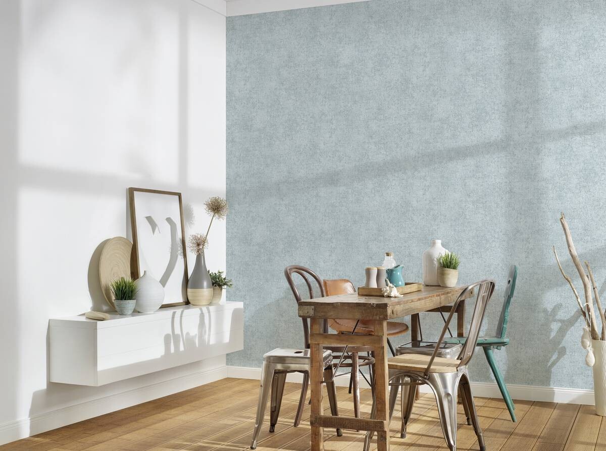 Vliestapete Uni grau grün B/L: ca. 53x1005 cm