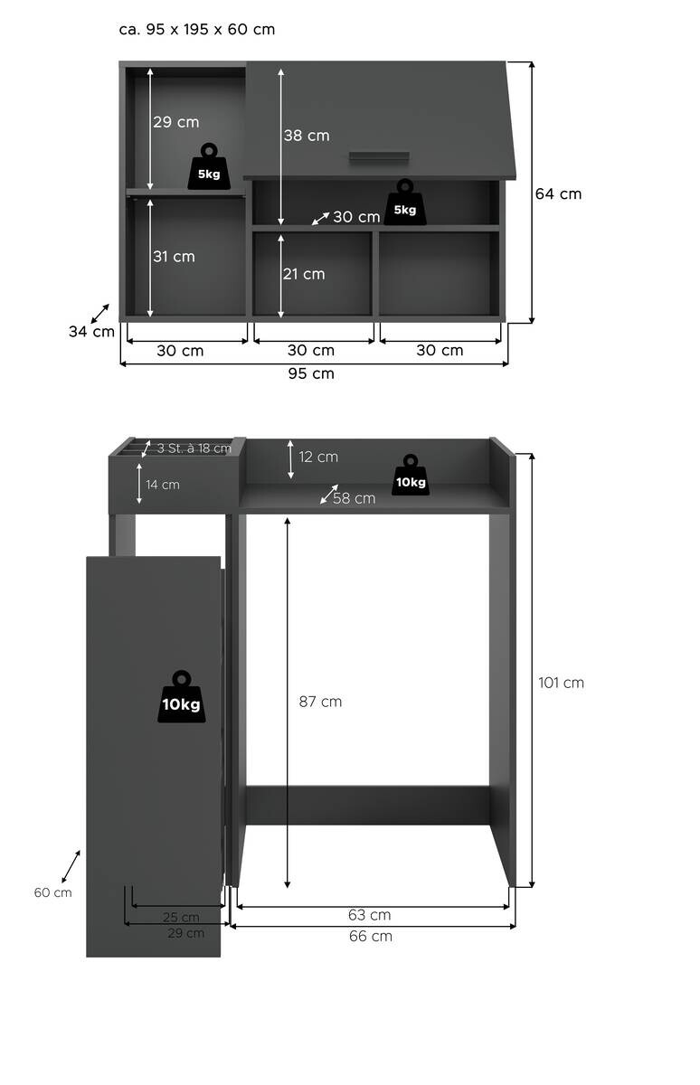 Waschmaschinenumbauschrank Free anthrazit B/H/T: ca. 95x195x60 cm