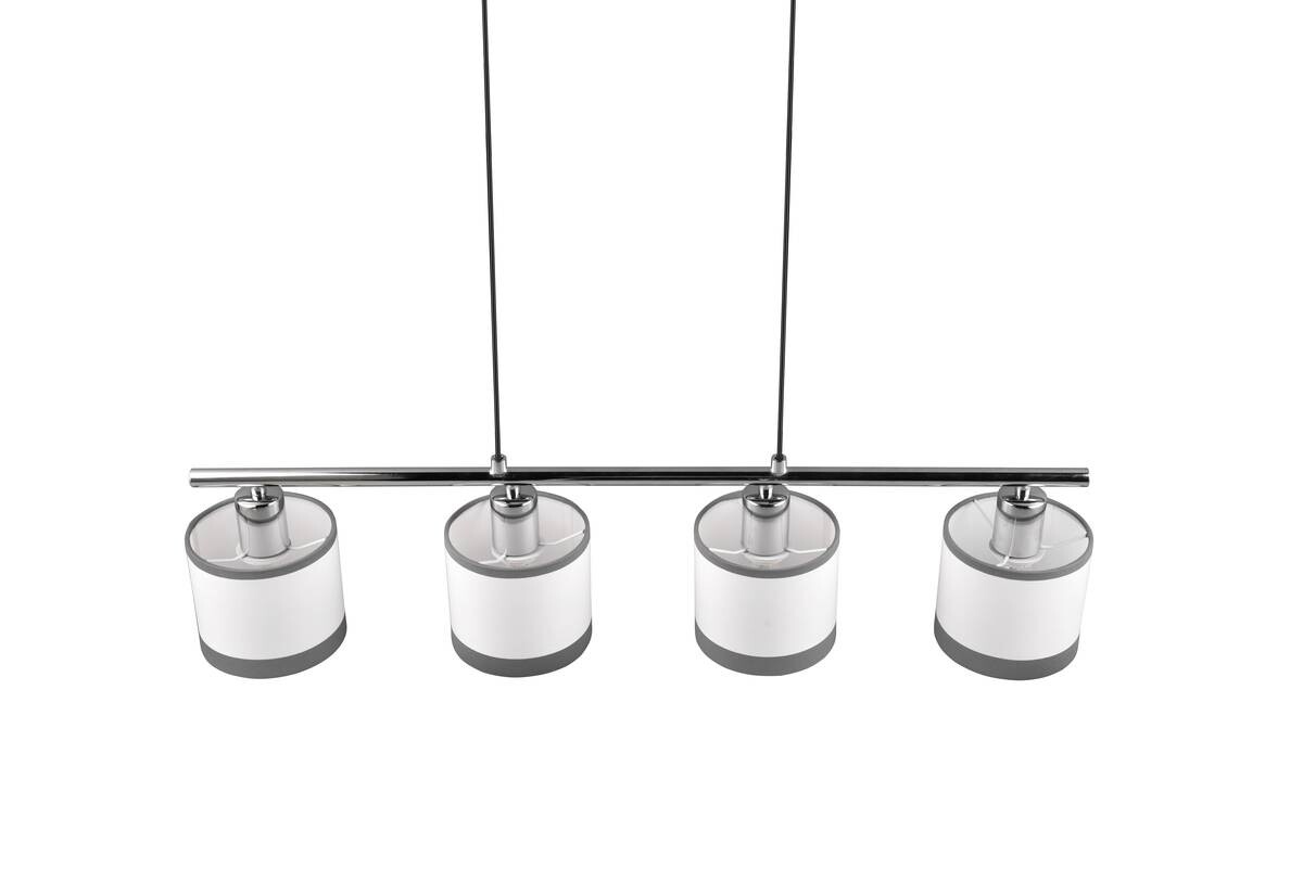 Reality Pendelleuchte R31554006 Davos Chrom weiß Metall Stoff B/H/T/D: ca. 75x150x12x12 cm E14 4 Brennstellen