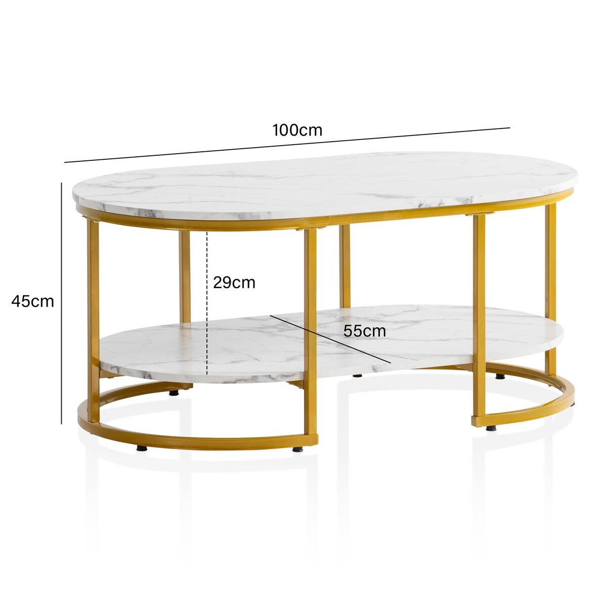 Wohnling Couchtisch weiß Marmor B/H/T: ca. 100x45x60 cm