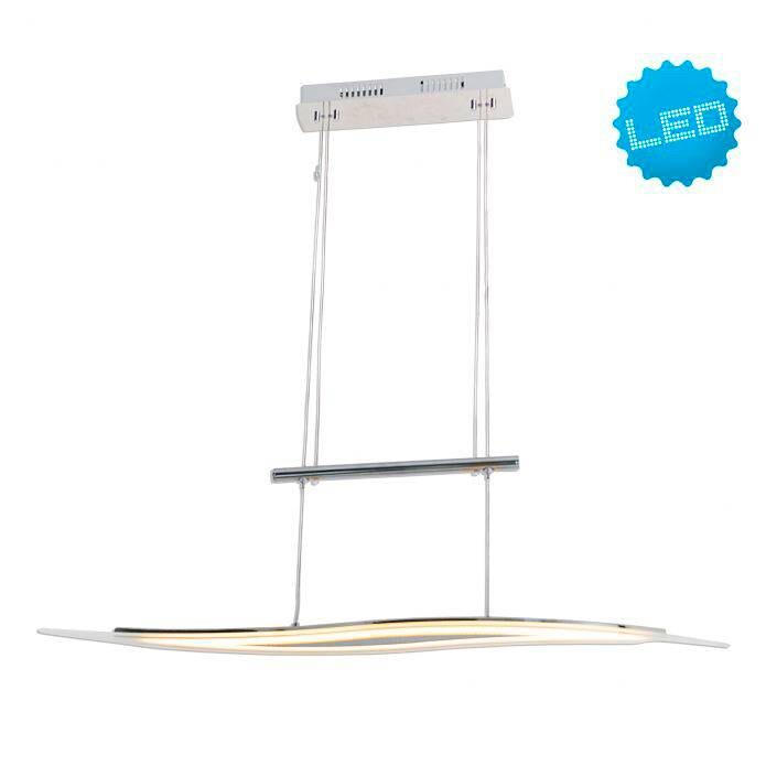 Näve Leuchten LED Pendelleuchte NV7047642 Chrom klar Aluminium Glas B/H/L: ca. 9,3x15x60 cm 1 Brennstellen