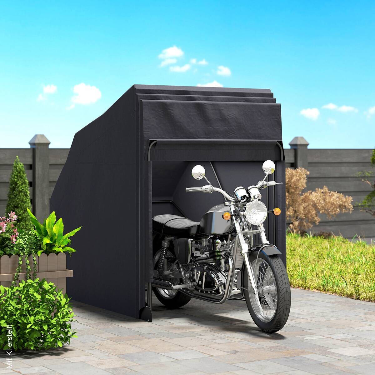 Outsunny Motorradgarage schwarz B/H/L: ca. 135x191x345 cm