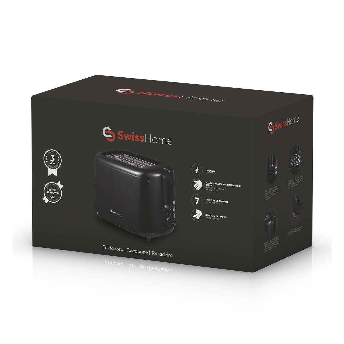 SWISS HOME Toastautomat SH-6912 schwarz Kunststoff B/H/L: ca. 15x19x27 cm