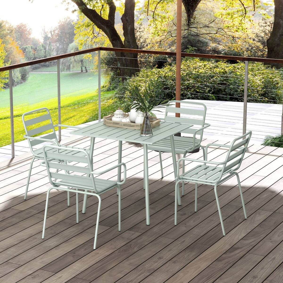 Outsunny Gartensitzgruppe 5tlg. grün Stahl B/H/L: ca. 80x74x80 cm