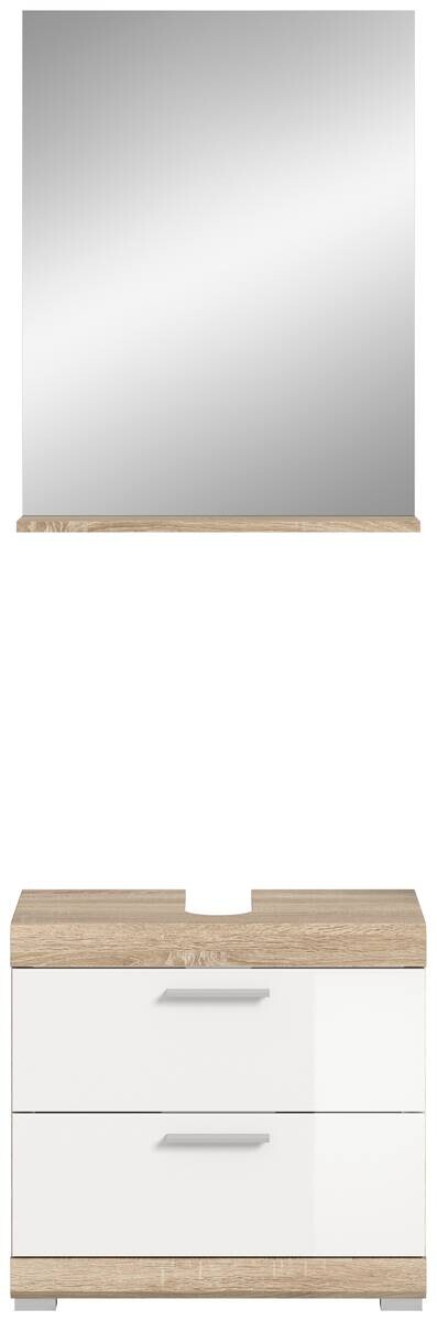 Badezimmer-Set Lambada Eiche Sonoma Nachbildung weiß Hochglanz B/H/T: ca. 60x191x37 cm