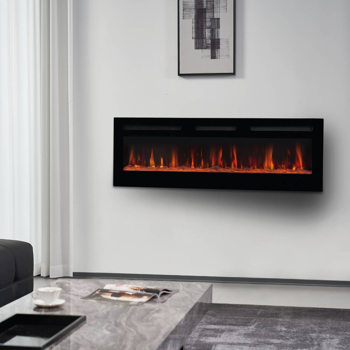 KAMINIO Elektrischer-Kamin MARLON schwarz Metall B/H/T: ca. 106,6x46,6x11,9 cm ca. 1800 W