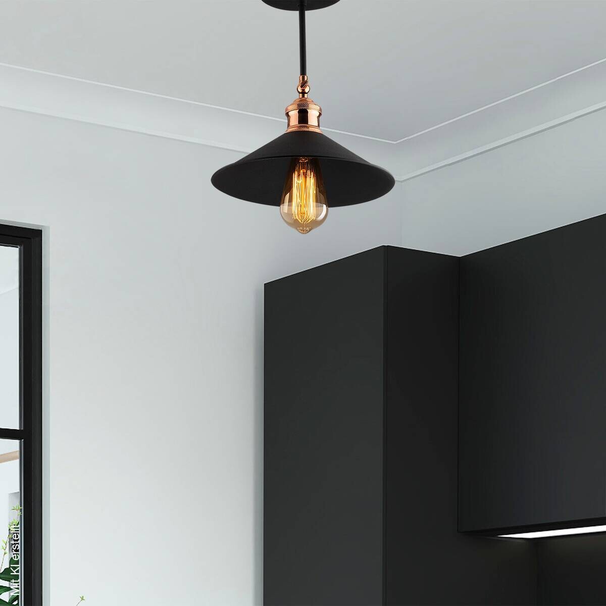 Opviq Pendelleuchte Berceste schwarz Metall B/H/T/L/D: ca. 24x31x24x24x24 cm E27 1 Brennstellen