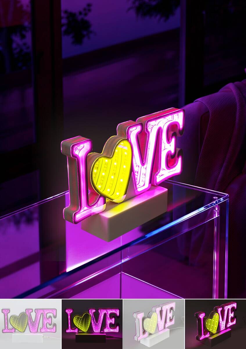 Nolo LED-Infinityleuchte Love weiß B/H/T: ca. 20x4,5x9,7 cm