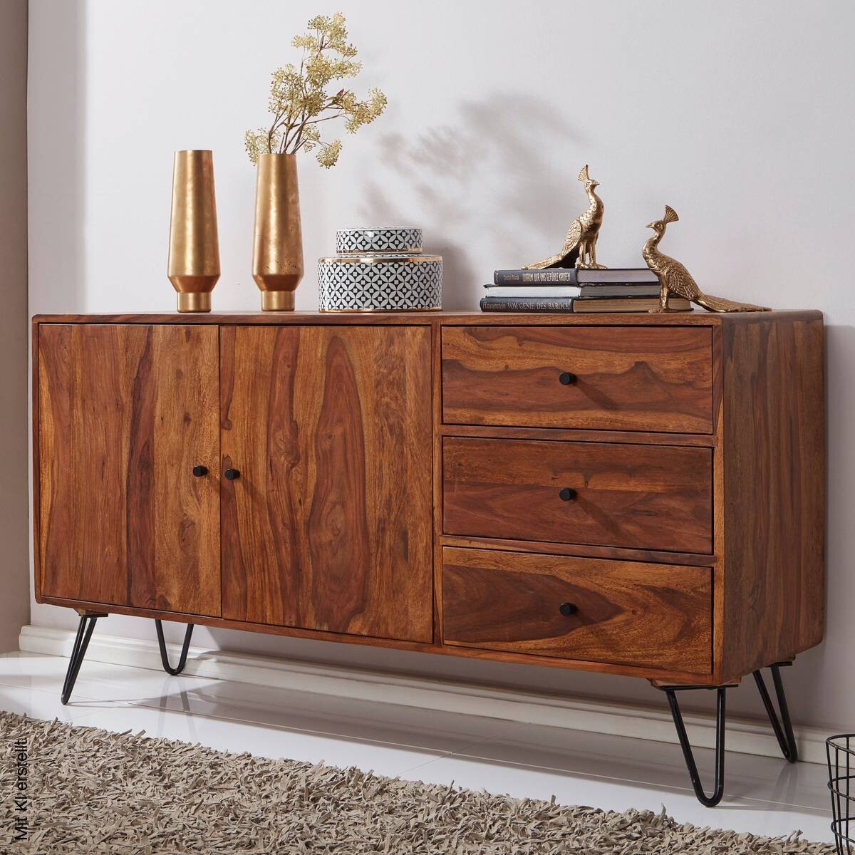 Sideboard schwarz lackiert natur beschichtet B/H/T: ca. 145x75x40 cm