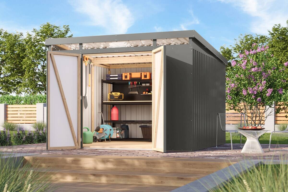 Karibu Gartenhaus IIndra 3,5 grau B/H/T: ca. 289x213x289 cm