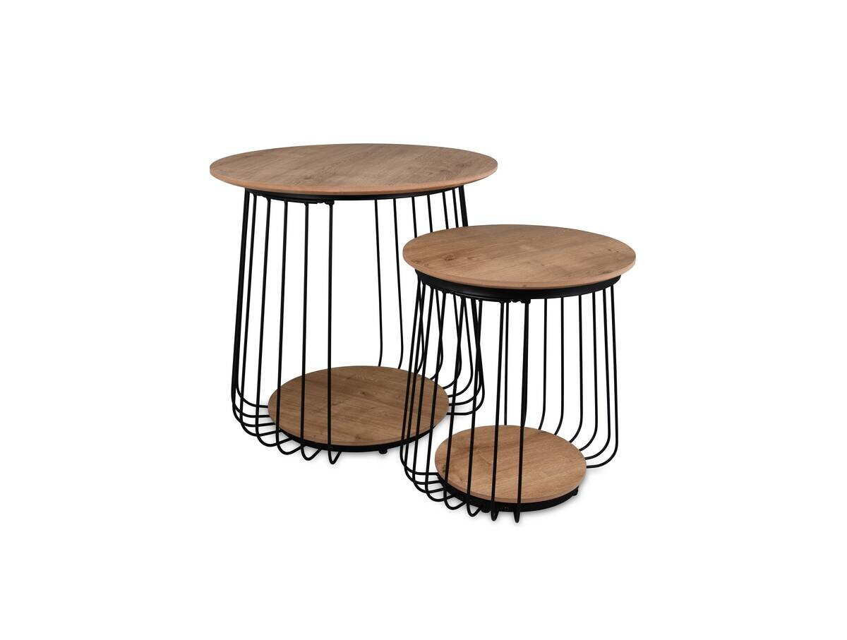Couchtisch Arkali, 2er-Set Eiche Artisan Nachbildung H/D: ca. 50x50 cm
