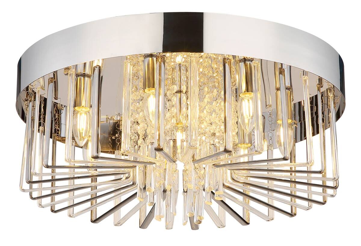 GLOBO Deckenleuchte Chrom klar Metall H/D: ca. 27x60 cm E14 8 Brennstellen